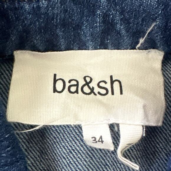 BASH Womens Jumpsuit Denim Dark Wash Belted Bohemian Casual Straight Leg 34 US 2 - Picture 5 of 14